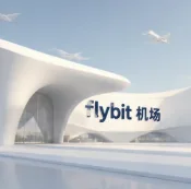 FlyBit 机场航站楼插画,粗野主义建筑风格