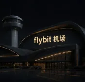 FlyBit 机场航站楼插画,低多边形风格
